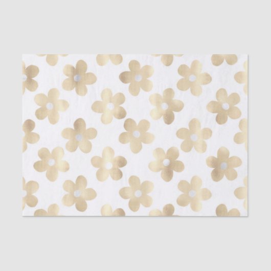 Retro Wit Goud Daisy Bloemen Tissuepapier (Voorkant)