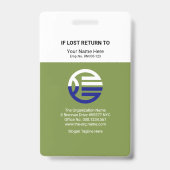 Retro Wit Groen Kolom Medewerker ID Badge (Achterkant)