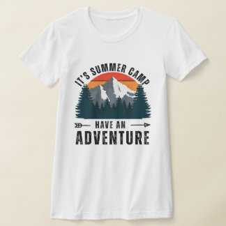 Retro Wit Roze Grijs Berg Avontuur Slim Fit T-shirt