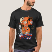Retro Witch Ghost Pumpkin Black Cat Skeleton Hall T-shirt (Voorkant)