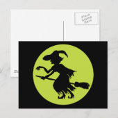 Retro Witch op Broom Silhouette Briefkaart (Voorkant / Achterkant)