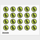 Retro Witch op Broom Silhouette Ronde Sticker (Vel)
