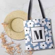 Retro Witte Bloemen Aangepaste Monogram