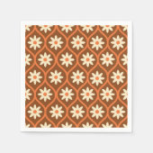 Retro Witte Bloemen op Bruin  Ogee Servet (Voorkant)