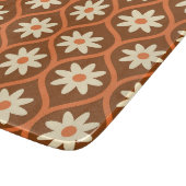 Retro Witte Bloemen op Bruin  Ogee Snijplank (Hoek)