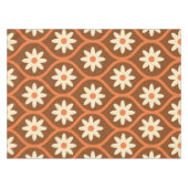 Retro Witte Bloemen op Bruin Ogee Tafelkleed (Voorkant (Horizontaal))