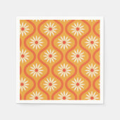 Retro witte bloemen op midden eeuw Sinaasappel Oge Servet (Voorkant)