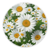 Retro witte bloemenwitte daisy patroon keramische knop (Voorkant)