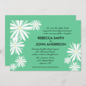 Retro Witte Daisies op Groene Bruiloft Kaart (Voorkant / Achterkant)