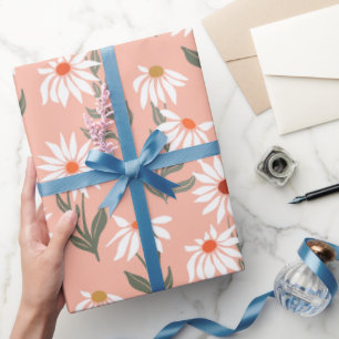 Retro Witte Madelief Cadeaupapier