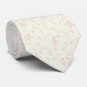 Retro Witte Roze Bloemen Patroon Hals Stropdas (Opgerold)