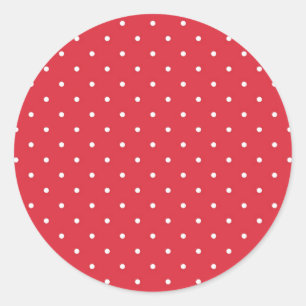 Retro witte stippen op rode achtergrond ronde sticker