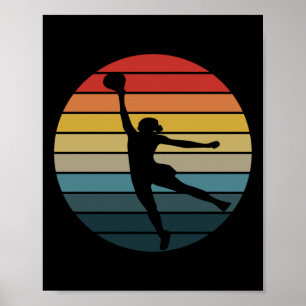 Retro WNBA Basketbal Logo Poster