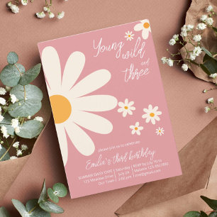 Retro woestijn daisy 3e verjaardag stoffige roze kaart