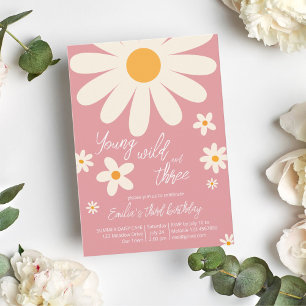 Retro woestijn daisy 3e verjaardag stoffige roze kaart