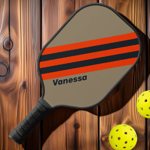 Retro Woestijn Weide Strepen met Naam Pickleball Paddle