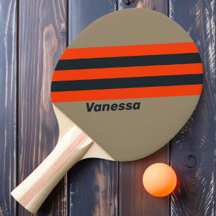 Retro Woestijn Weide Strepen met Naam Tafeltennisbatje