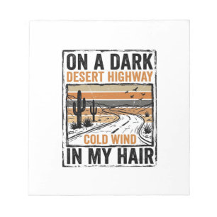 Retro woestijnsnelweg wind grafisch T-shirt ontwer Notitieblok