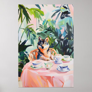 Retro Wolf Poster, Wolf Olie Schilderij, Vintage W Poster