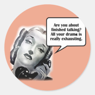 Retro Woman aan de telefoon, Drama Ronde Sticker