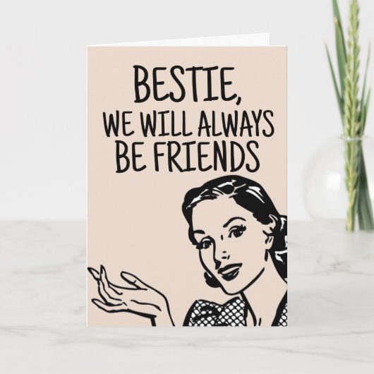 RETRO WOMAN BESTIE HELLO FUNNY CARTES (Devant)