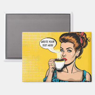 Retro Woman Coffee Magneet
