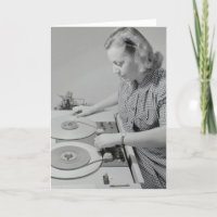 RETRO WOMAN DJ FUNNY VERJAARDAG KAART VOOR HAAR