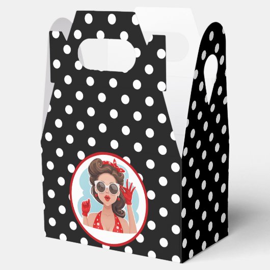 Retro Woman Favor Box Bedankdoosjes (Geopend)