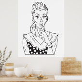  Retro Woman houdt vol stil te blijven Poster (Keuken)