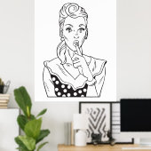  Retro Woman houdt vol stil te blijven Poster (Thuiskantoor)