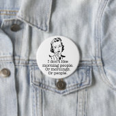 Retro Woman Morning People Button (In situ)