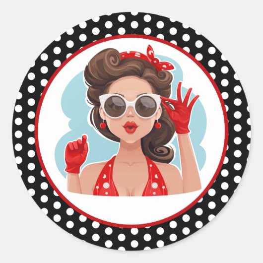Retro Woman Sticker (Voorkant)