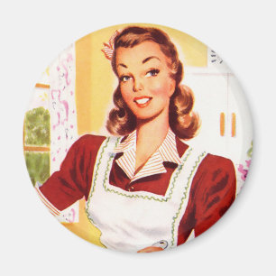 Retro Women Kitsch 50s Keukenmagisch Magneet