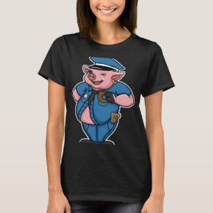Retro Women Mannen Pig Cop Boerderij Animal I Love T-shirt