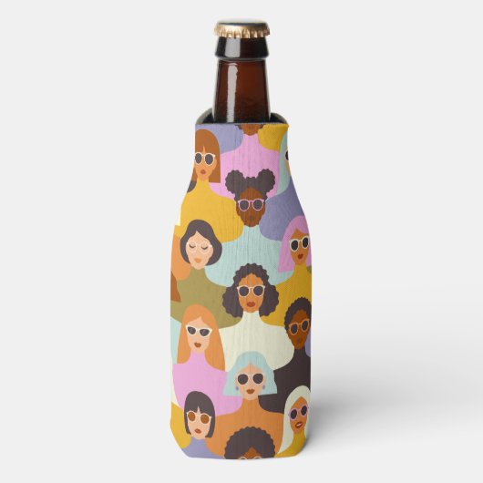 Retro Women of the World Pattern Flesjeskoeler (Fles Voorkant)