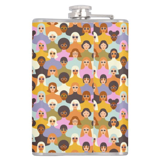 Retro Women of the World Pattern Heupfles (Achterkant)