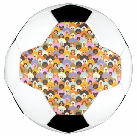 Retro Women of the World Pattern Voetbal (Voorkant)