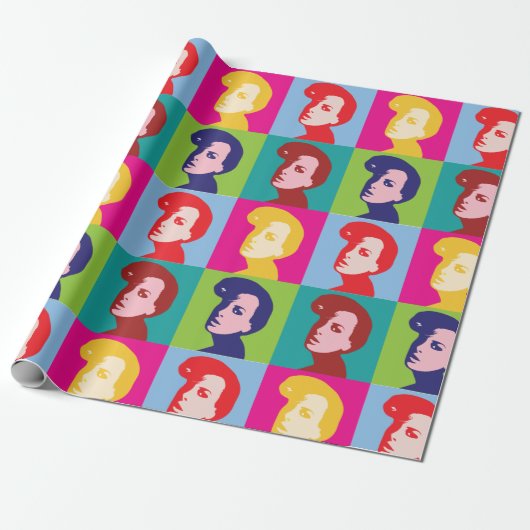 Retro Women Pop Art Cadeaupapier (Uitgerold)