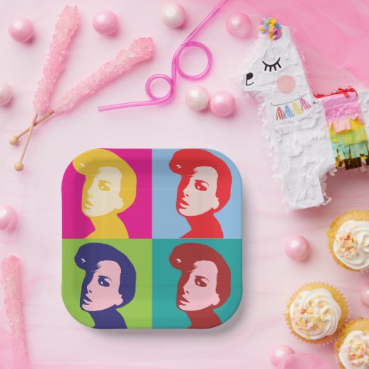 Retro Women Pop Art Papieren Bordje (Feest)