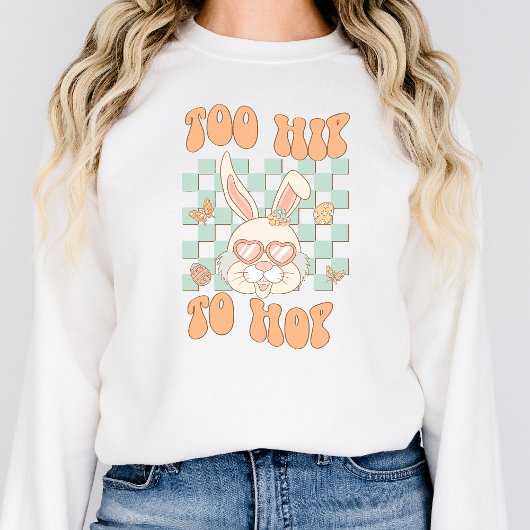 Retro Womens Pasen Sweatshirt voor Egg Hunt