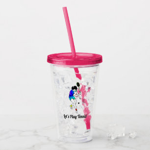 Retro Women's Tennis Player met tekst Acryl Drinkbeker