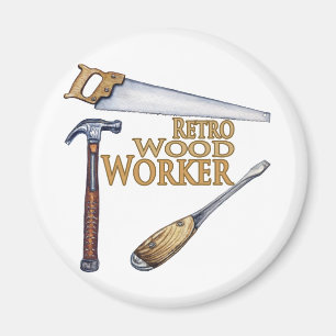 Retro Wood Worker Magneet
