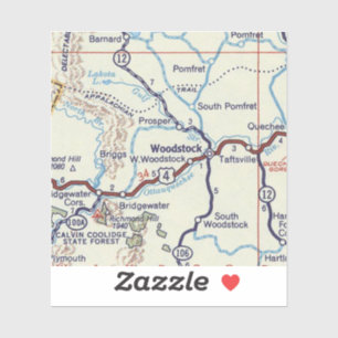 Retro Woodstock Vermont kaart Sticker