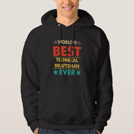 Retro World's Best Technical Draftsman Ever Hoodie (Voorkant)