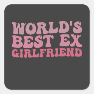 Retro World's Beste Ex Vriendin Groovy Vierkante Sticker