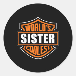 Retro Worlds Coolest Sister Matching Family Ronde Sticker