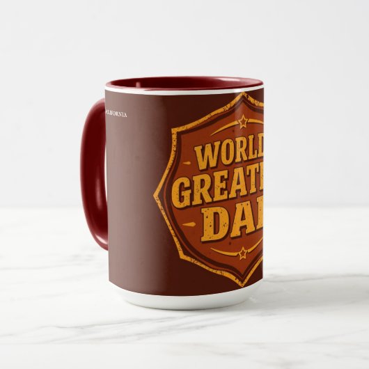 Retro World's Greatest Dad Badge Mug | Customizabl (Devant gauche)