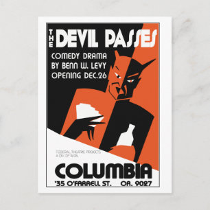  retro WPA het Devil theaterspel Briefkaart