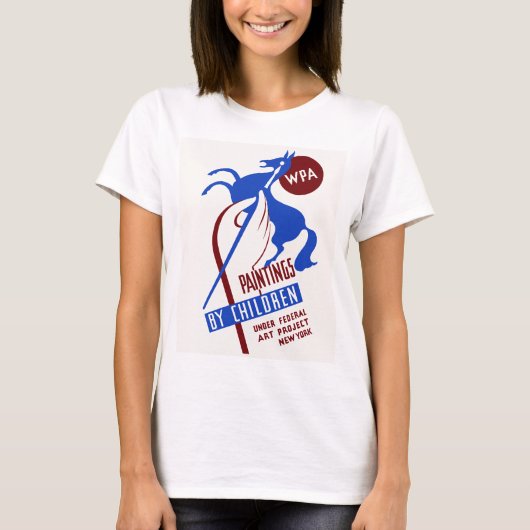 Retro WPA-project handtekenpaard T-shirt (Voorkant)