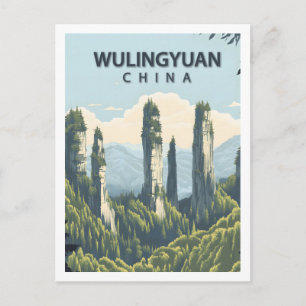 Retro Wulingyuan China Zhangjiajie Nationaal Park Briefkaart